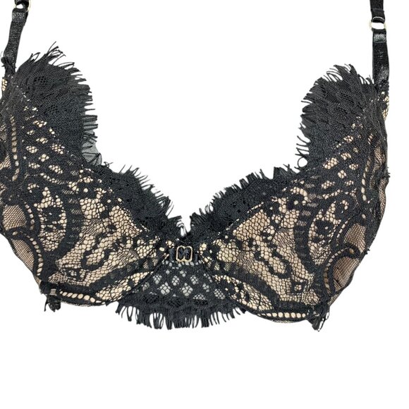 Ann Summers Elegant Black and champagne Lace Bra size 32DD - Picture 2 of 16